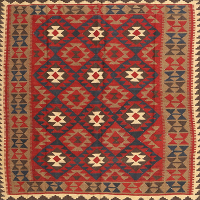 Tapis noir/orange/beige contemporain Jasonville