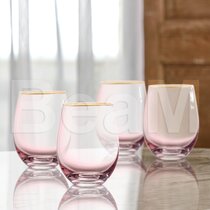 The Wine Savant Colored Blush Pink & Gilded Rim Wine Glass, Large 18oz
