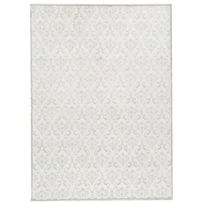 Neo Villa Damask Area Rug in Silver