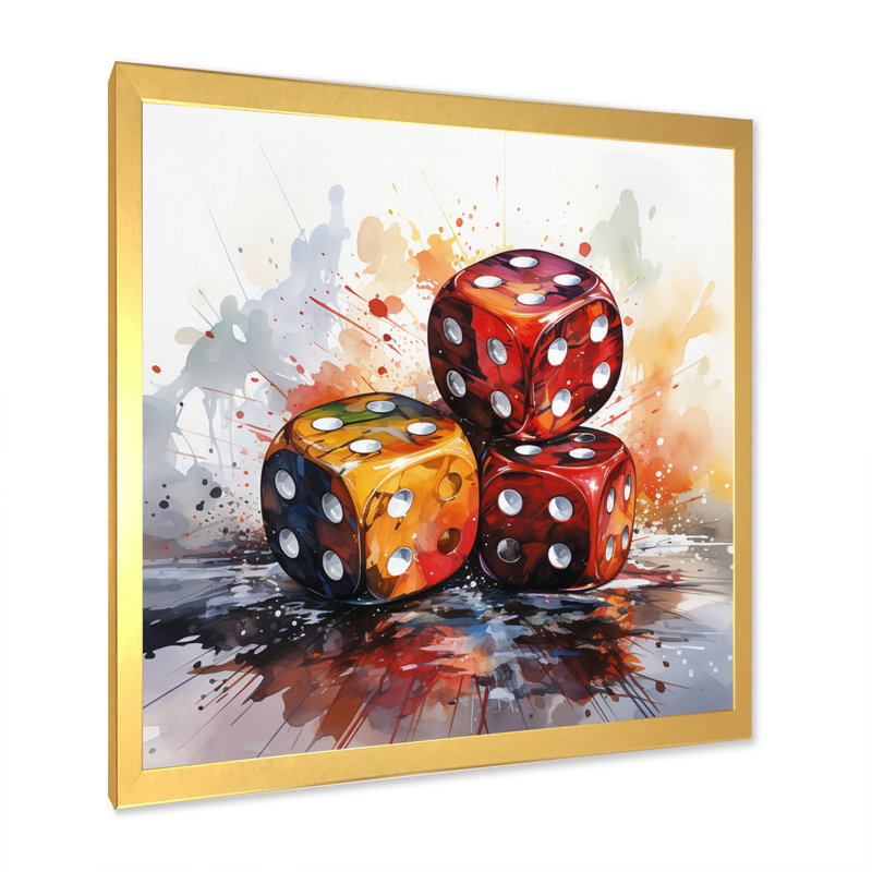 «Casino Royale Dice IV» sur toile, H 24 po x l 24 po x P 1 po, Cadre doré à une seule photo