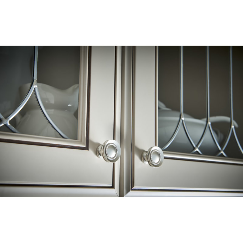 Button Faced 1 1/4" Diameter Round Knob, Brushed Satin Nickel