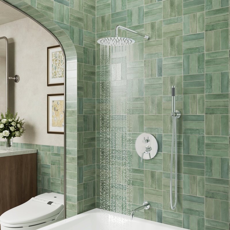 PureEssence Pressure-Balanced (Temperature And Volume) Complete Shower System with Rough in-Valve, Chrome