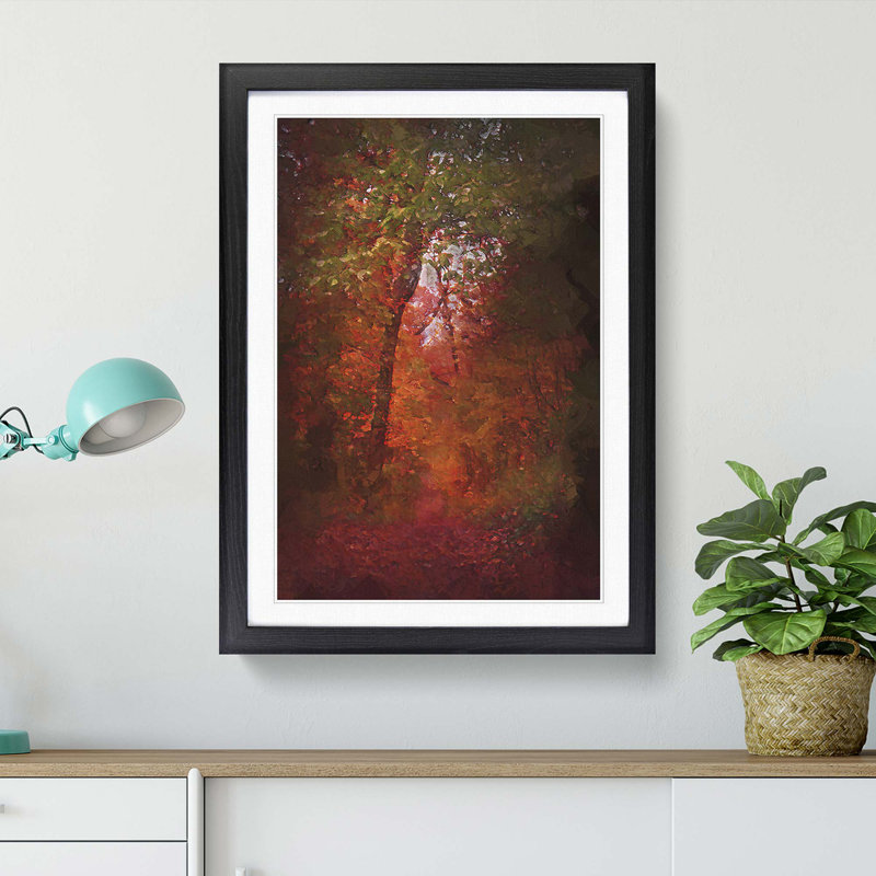 Path Through the Forest in Abstract - Picture Frame Graphic Art Print, 36cm H x 27cm W x 2cm D, Black Framed