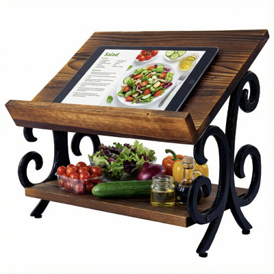 2-Tier Solid Wood Countertop Literature Rack