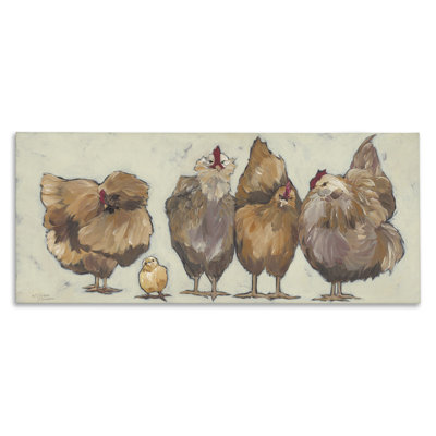 Brown Hens and Chick Canvas Wall Art by Michele Norman
