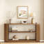 Console avec tablette ouverte et grain de bois élégant-1281172549