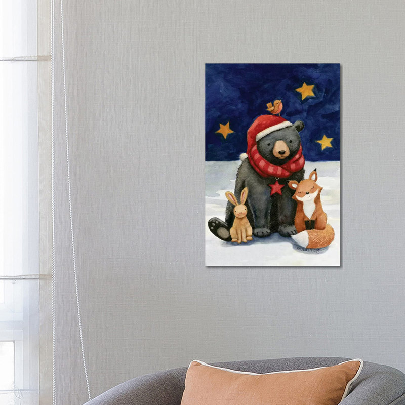 Black Bears Buds by Teresa Kogut - Painting on Canvas, 30.48cm H x 20.32cm W x 1.91cm D, Wrapped Canvas