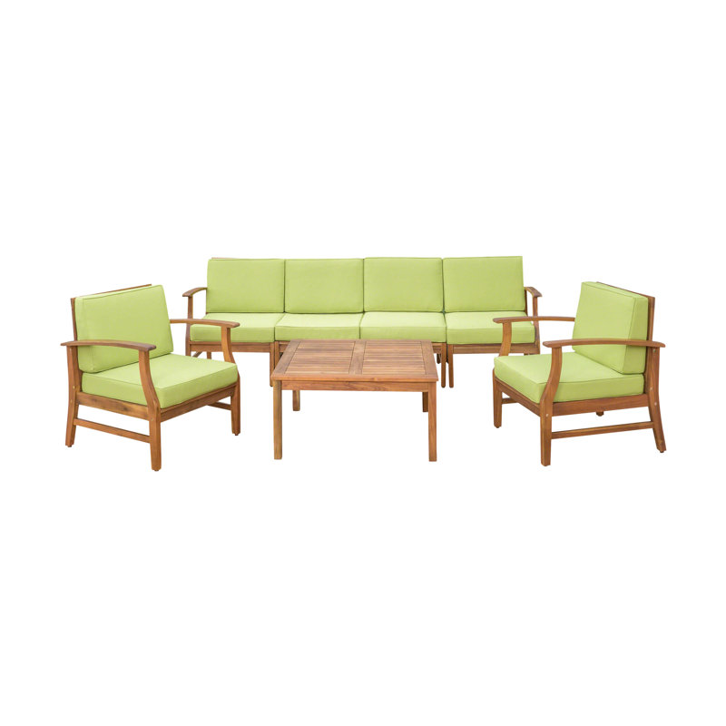 Ensemble de conversation modulaire avec coussins 7 pièces Hulda, Vert