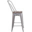 Tabouret de bar ou de comptoir en métal Marian avec dossier et siège en bois Marian-2101696441-2127243145-2101696388