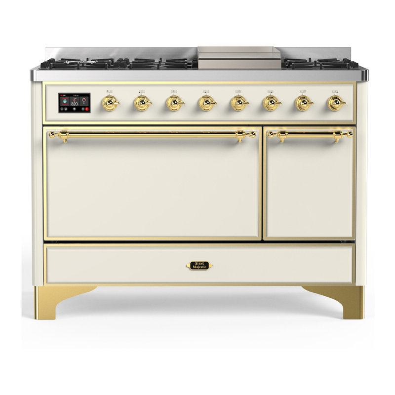 Majestic III Series 48 Inch Dual Fuel Range with 5 Sealed Burners, Griddle, Frenchtop in Matte Graphite (Natural Gas, Burnished Trim)
