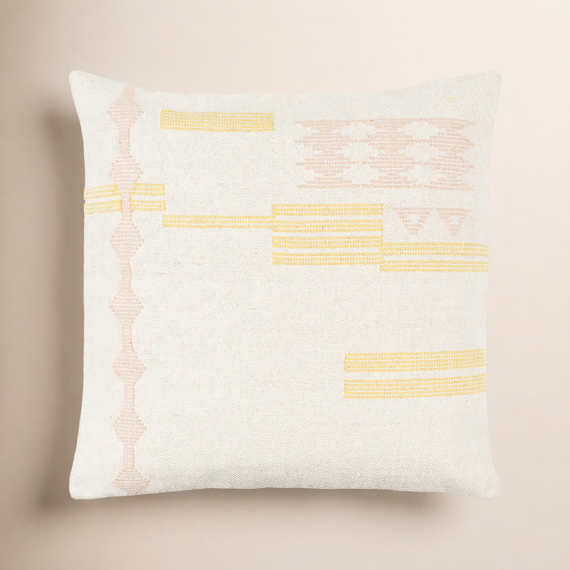 Mariposa Geometric Cotton Throw Pillow, 22" x 22", Down