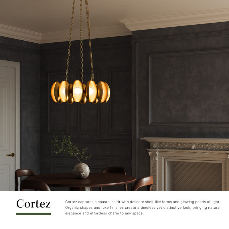 Cortez 25-in Brass dimmable LED Chandelier, Antique Brass