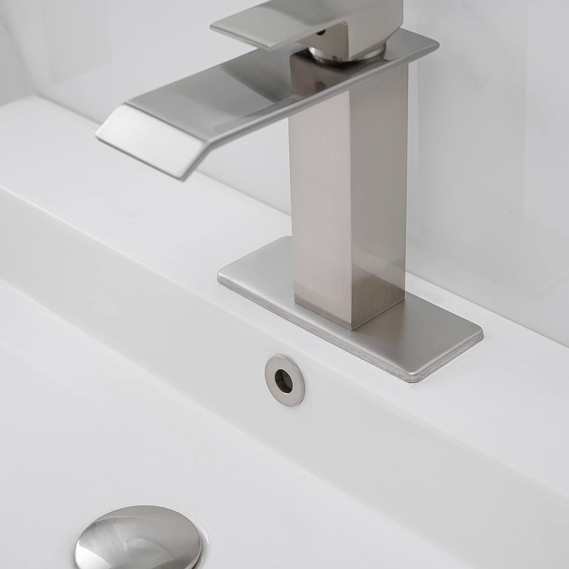 Single-Hole Single-handle Bathroom Faucet with Drain Assembly, Brushed Nickel