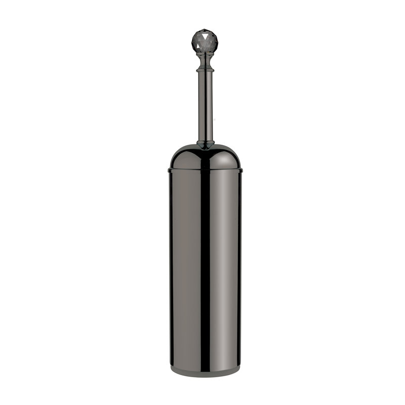Sharie Free-Standing Toilet Brush and Holder, Black/Chrome