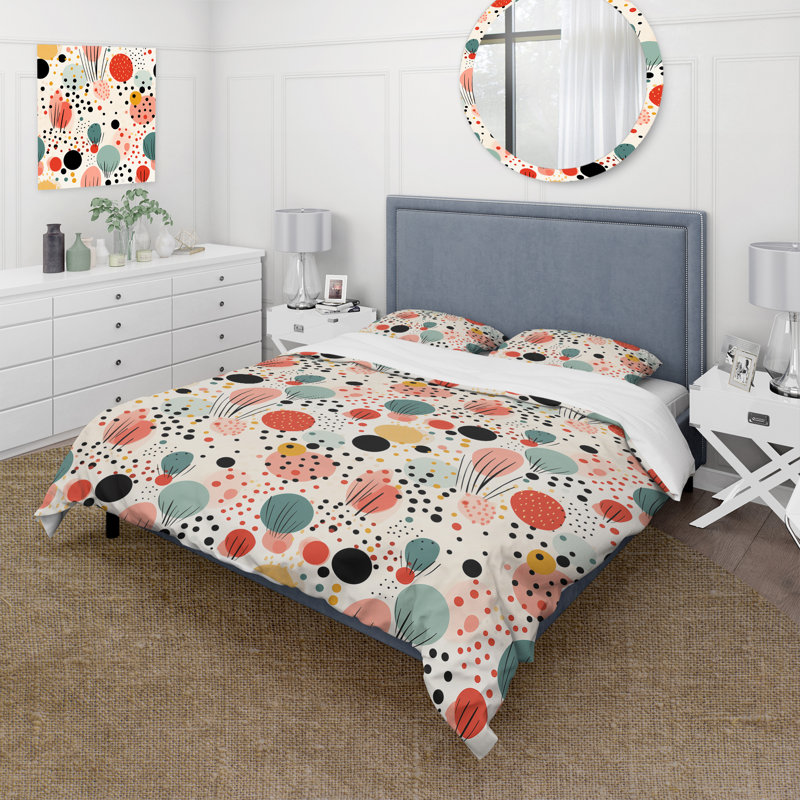 Literie à motif marocain à pois, Housse de couette simple + 1 taie décorative stan