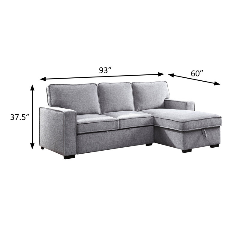 93" W Contemporary Sectional, Gray