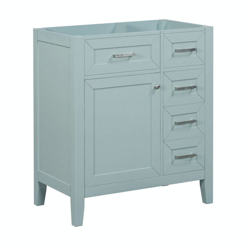 Ensemble de meuble-lavabo simple 29,52 po avec plateau en bois manufacturé Tekeyah, Vert
