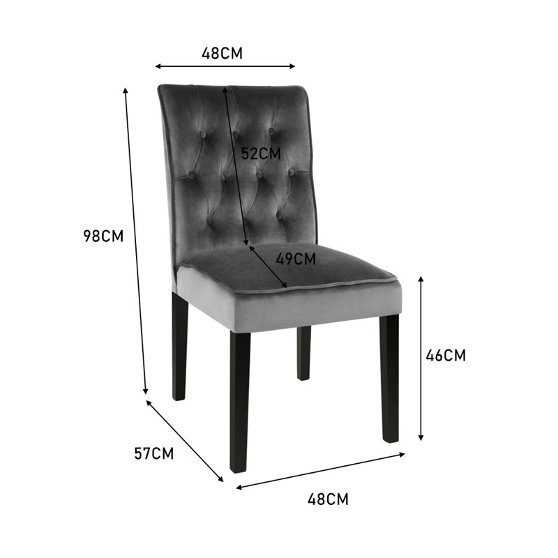 Jamie 46cm H Upholstered Side Chair, Grey