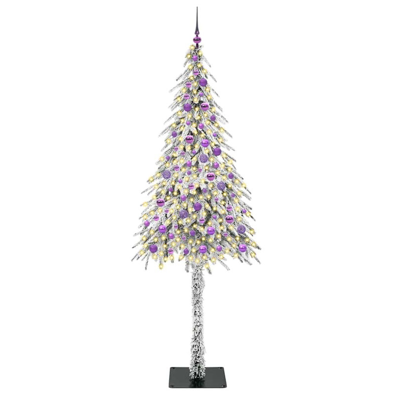 Christmas Tree with 150 LEDs PE and Steel, Purple, 6.89' H