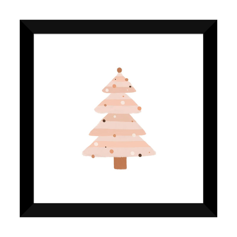 Arbre de Noël rosé par Orara studio-reproduction d’art, H 16 po x l 16 po x p 1 po, Papier encadré noir, Blanc