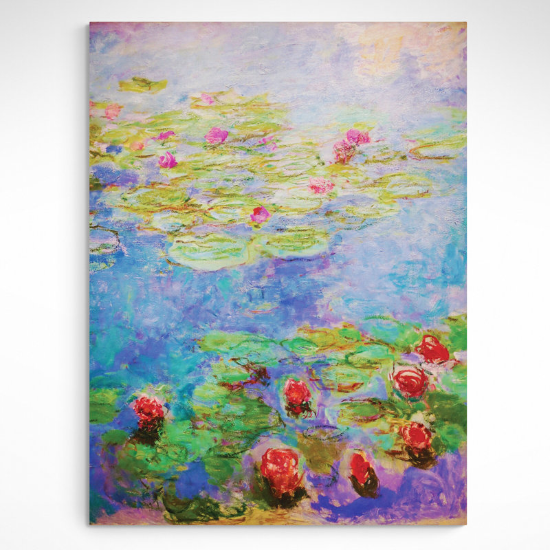 Water Lilies Red by Claude Monet - Wrapped Canvas Print, 81cm H x 61cm W