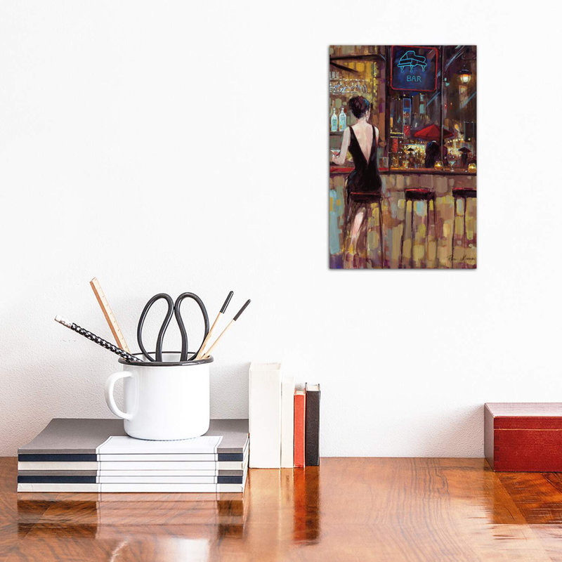 Piano Bar par Ruane Manning - reproduction d'art, H 12 po x l 8 po, Toile tendue, Sans cadre