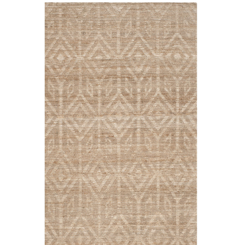 Mora Hand Woven Jute/Cotton Geometric Rug in Camel, Rectangle 3' x 5'