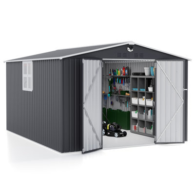 10 Ft. W X 12 Ft. D Metal Storage Tool Shed, Outdoor Shed With Window & Air Vents