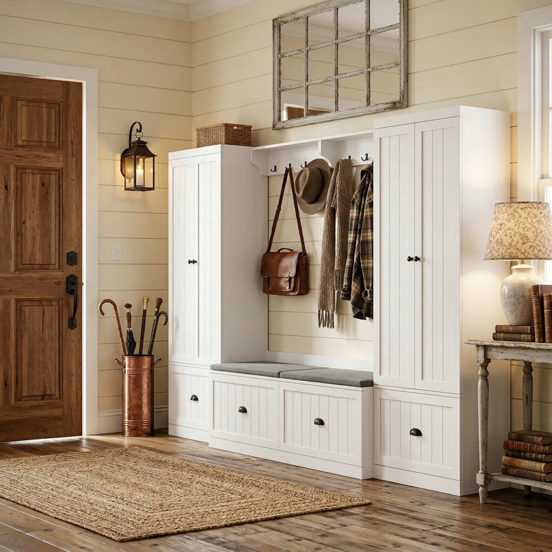 Rivertown 118.2'' Hall Tree with Bench and Shoe Storage