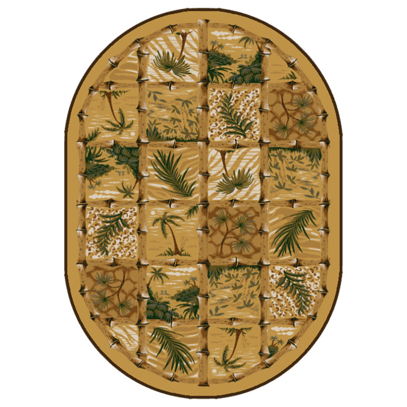Tapis beige touffeté à motif floral Signature, Ovale 3 pi 10 po x 5 pi 4 po