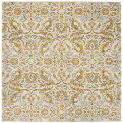 Adie Damask Ivory/Gold Area Rug