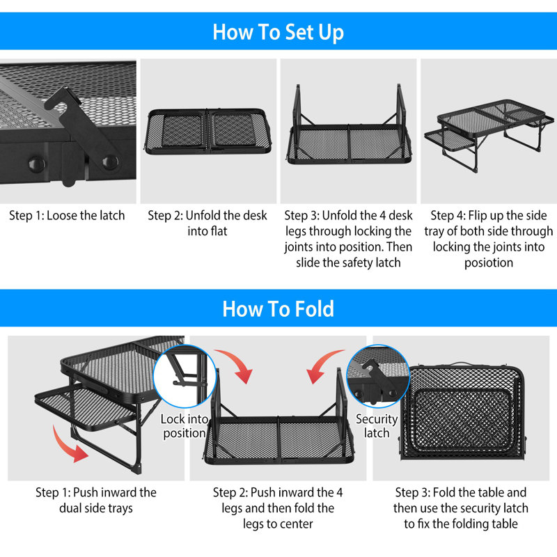 Shamequa Rectangular Metal Outdoor Folding Camping Table