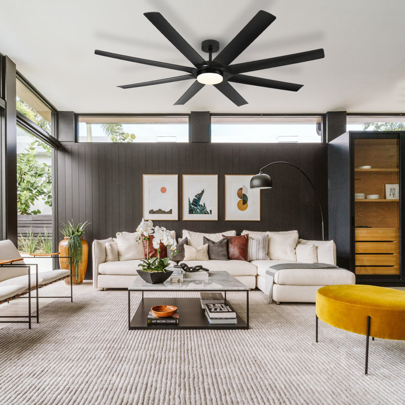 Ventilateur de plafond standard à 72 pales 72 pouces avec télécommande et ensemble d'éclairage pour salon