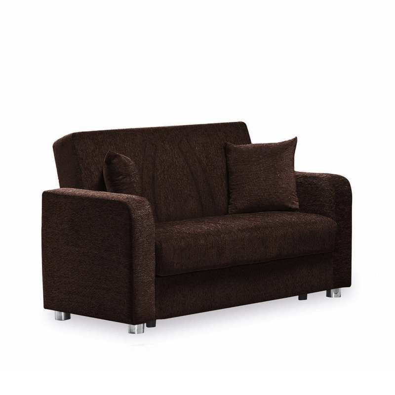  Joker 59 in. Fabric 2-Seater 3-in-1 Sleeper Loveseat Sofa Bed with Storage, Dark Brown