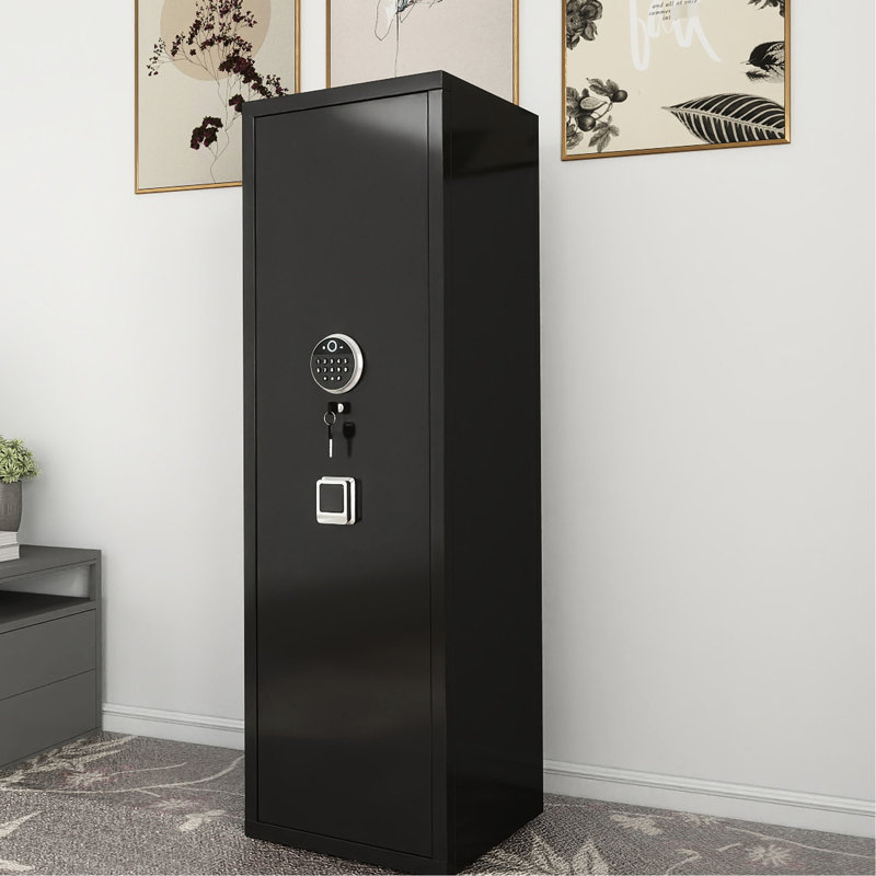 Home And Box - Fingerprint Electronic, Quick Access, Detachable Partition, No Assembly, Black Electronic Safe For Rifles Pistols Assembly Required,