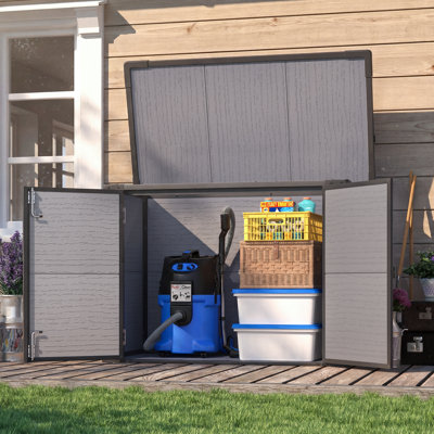 Resin Outdoor Storage Cabinet Outdoor With Lockable Openable Lid