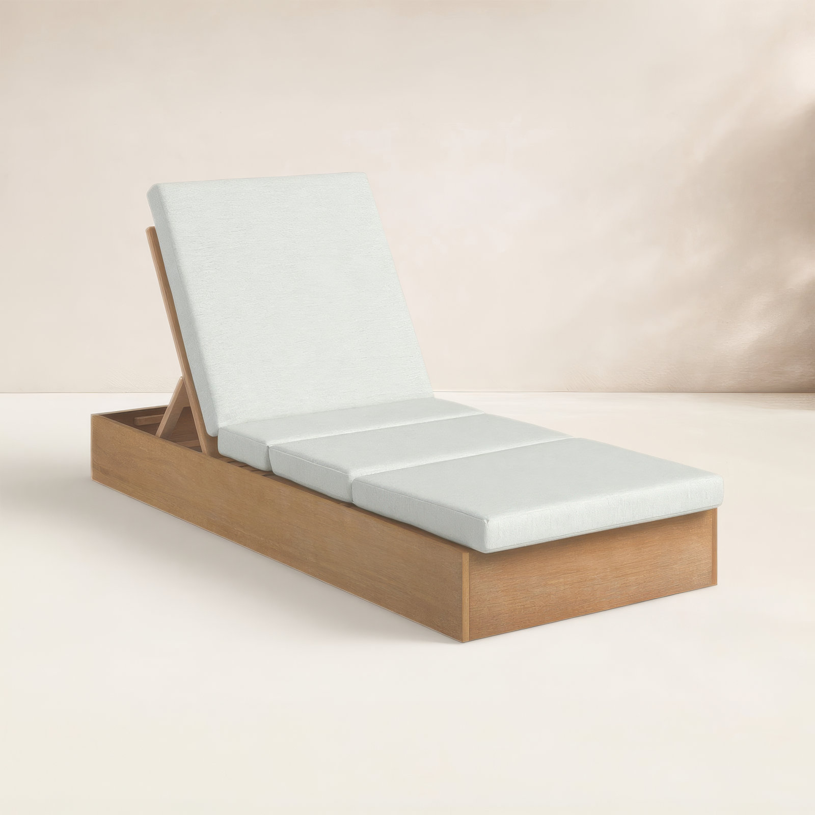 Fatima Wood Chaise Lounge Chair , White