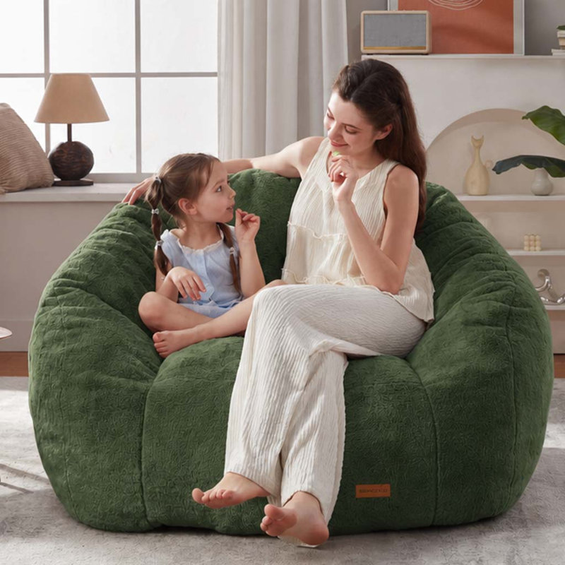 Pouf géant en fausse fourrure en forme de coquillage, fauteuil d'appoint confortable avec dossier de soutien