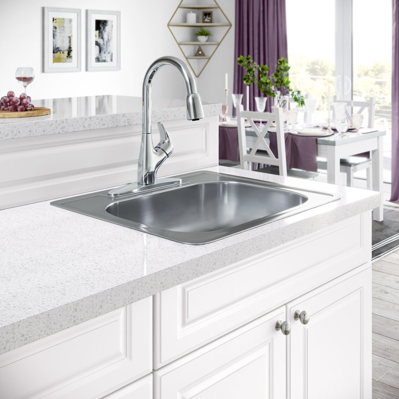 25'' L Single Bowl Stainless Steel Kitchen Sink, 3