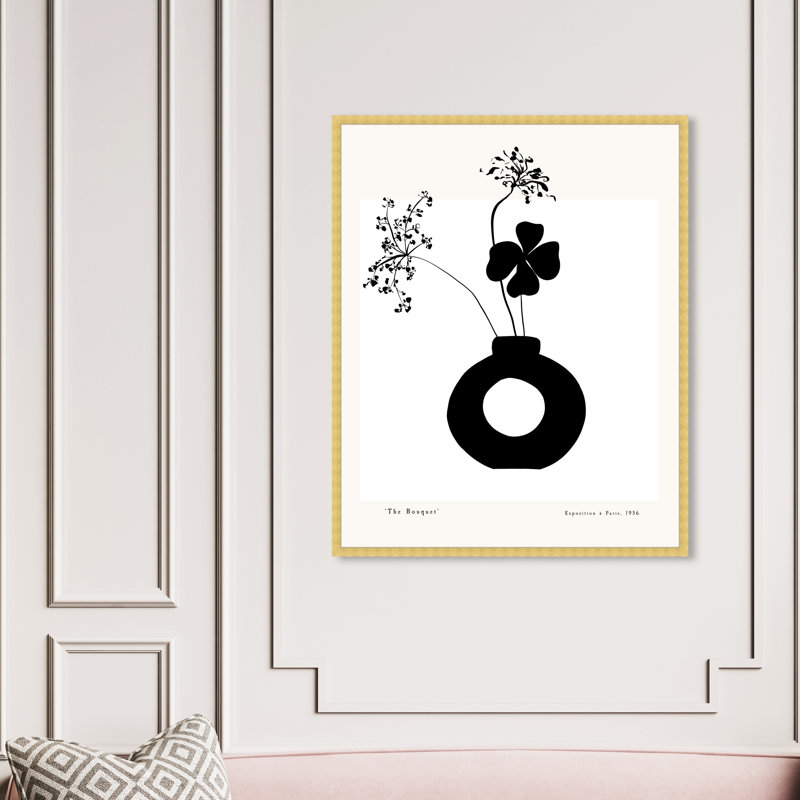 " Black And White Flower In A Vase " by Oliver Gal, Gold, 47" H x 38" W