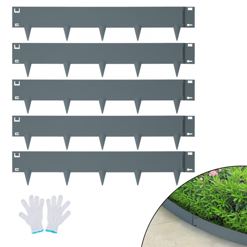 Bordure de paysage en acier, paquet de 5 bordures de jardin en acier, bandes de L 39 po x H 4 po