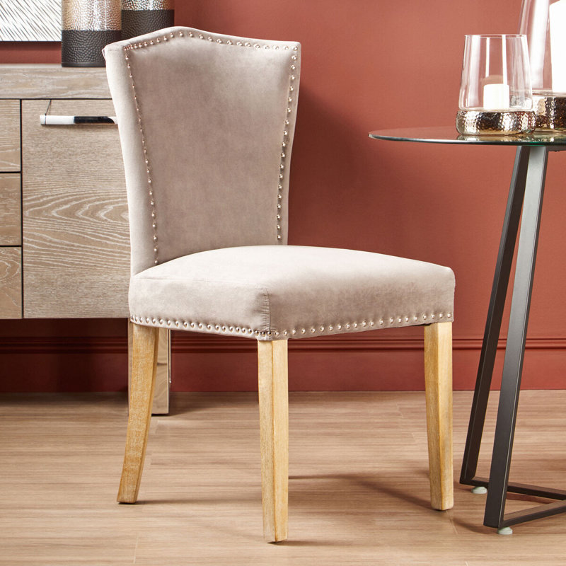 Otsego 53cm H Velvet Upholstered Side Chair, Grey