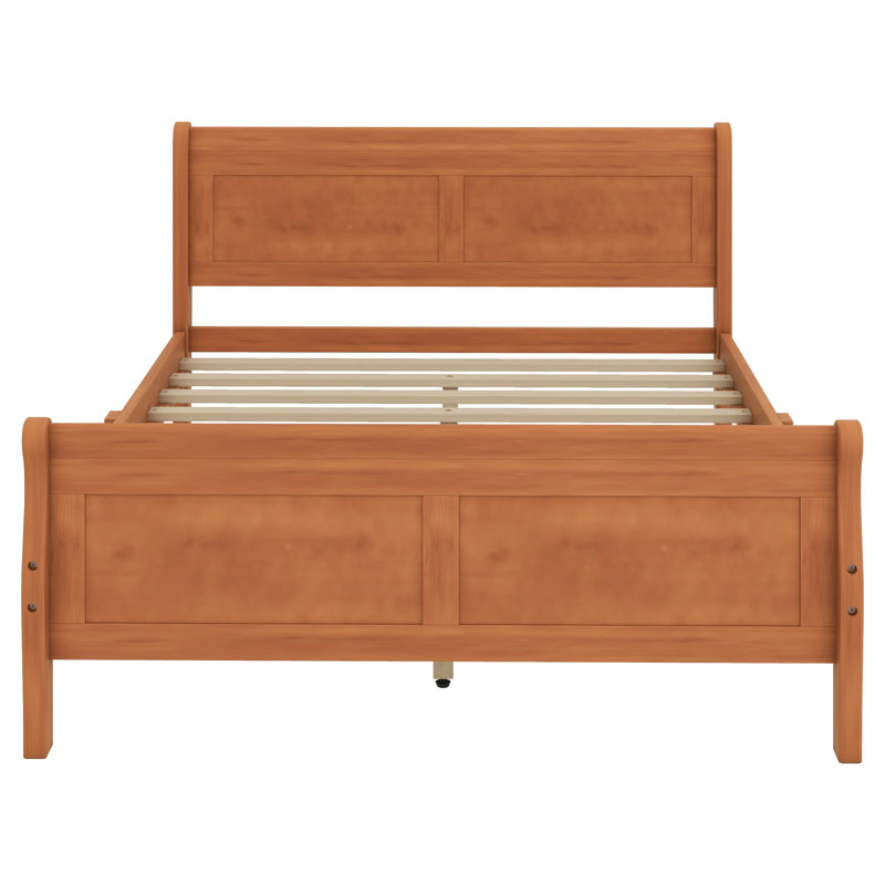 Lit plateforme en bois avec tête et pied de lit, Chêne, Grand