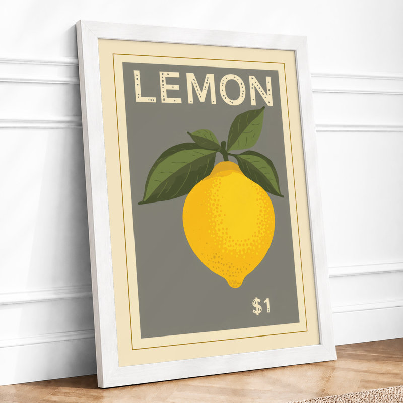 Lemon Price Label Retro - Framed Print, A3 - 42.0 x 29.7 cm, White
