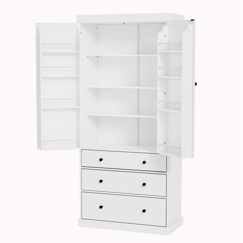 Armoire de rangement avec 3 tablettes réglables, Blanc