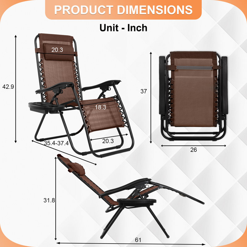 Chaise de patio pliante Zero Gravity Chair, Brun