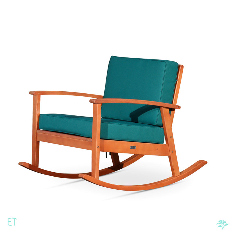 Chaise berçante avec coussins, finition huilée naturelle