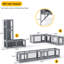  Ensemble de 2 tunnels muraux à fixation murale - gris foncé, pin massif et filet recouvert de vinyle, maisonnette à entrées multiples avec trépieds, mobilier vertical pour chats peu encombrant pour chats d'intérieur