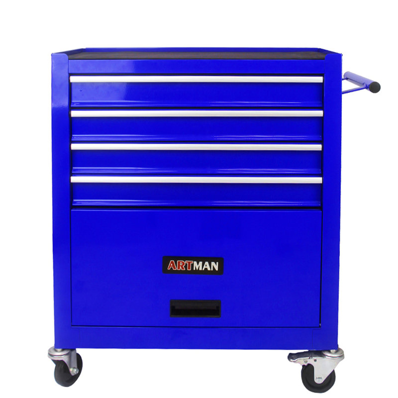 4 DRAWERS MULTIFUNCTIONAL TOOL CART WITH WHEELS, Blue