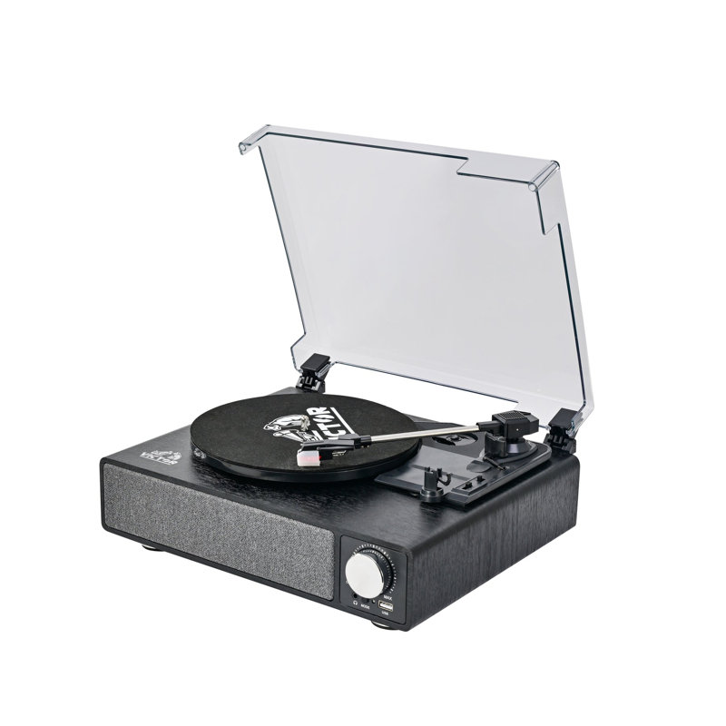 Tourne-disque tout-en-un avec flux audio, Noir